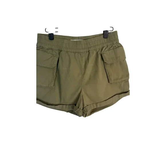 Miss Selfridge Size 6 Olive Green Cotton High-Waisted Shorts Pockets Casual - Picture 9 of 13